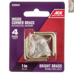 Ace 1 in. H X 2.75 in. W X 1 in. D Brass Inside L Corner Brace