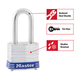 Master Lock 3-3/16 in. H X 1-9/16 in. W Laminated Steel Double Locking Padlock 1 pk