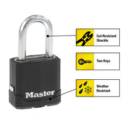 Master Lock 1-7/8 in. H X 1-3/16 in. W X 1-3/4 in. L Vinyl Covered Dual Ball Bearing Locking P