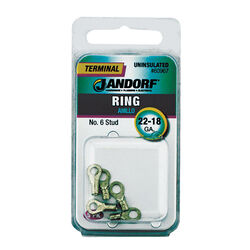 Jandorf 22-18 Ga. Uninsulated Wire Terminal Ring Silver 5 pk