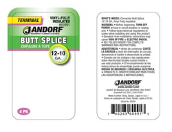 Jandorf 12-10 Ga. Insulated Wire Terminal Butt Splice Yellow 4 pk
