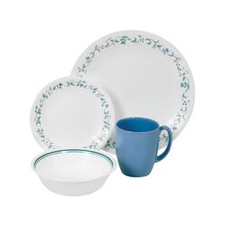 Corelle White Glass/Stoneware Dinnerware Set Assortment in. D 16 pc