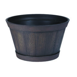 Southern 12.2 in. H X 20.5 in. W X 20.5 in. D Resin Whiskey Barrel Planter Brown
