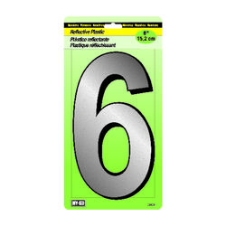 Hy-Ko 6 in. Reflective White Plastic Nail-On Number 6 1 pc