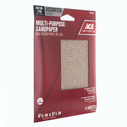 Ace 5.5 in. L X 4.5 in. W Assorted Grit Aluminum Oxide Sanding Sheet 6 pk