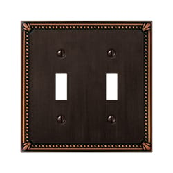 Amerelle Imperail Beaded Aged Bronze Bronze 2 gang Die-Cast Metal Toggle Wall Plate 1 pk