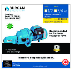 Burcam 1/2 HP 650 gph Cast Iron Convertible Jet Pump