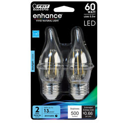 Feit Electric acre Enhance CA10 E26 (Medium) LED Bulb Daylight 60 Watt Equivalence 2 pk