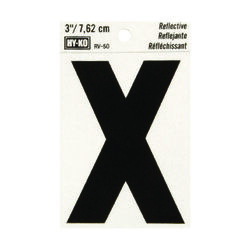 Hy-Ko 3 in. Reflective Black Vinyl Self-Adhesive Letter X 1 pc