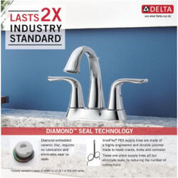 Delta Lahara Chrome Two Handle Lavatory Faucet 4 in.