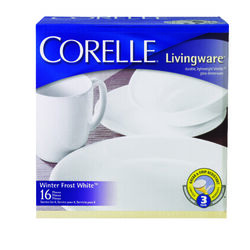 Corelle White Glass Dinnerware Set Assortment in. D 16