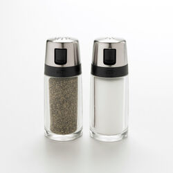 OXO Good Grips 4-1/8 in. W X 2 in. L Silver/Clear Plastic Salt and Pepper Shaker Set