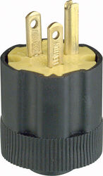 Leviton Commercial and Residential Rubber Grounding Plug 5-15P 18-14 AWG 2 Pole 3 Wire Bulk