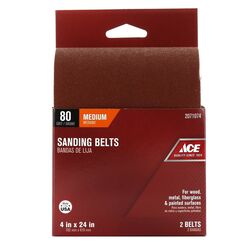 Ace 24 in. L X 4 in. W Aluminum Oxide Sanding Belt 80 Grit Medium 2 pc