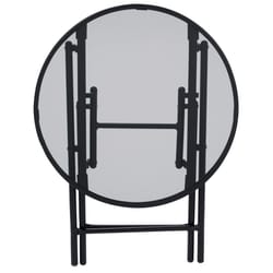 Living Accents Glass Top Round Black Folding Table