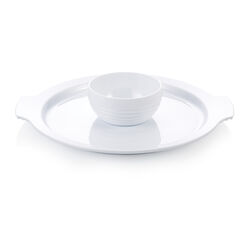 Arrow Home Products Partyware White Acrylic Round Tray w/Dip Bowl Set 14 in. D 2 pc