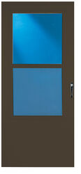 LARSON 81 in. H X 36 in. W Aluminum/Wood Brown Mid-View Reversible Self-Storing Storm Door