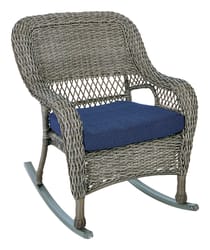 Living Accents Gray Wicker Rocking Chair Blue