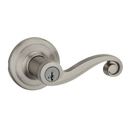 Kwikset SmartKey Lido Satin Nickel Entry Lockset ANSI/BHMA Grade 2 KW1 1-3/4 in.