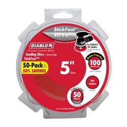 Diablo StickFast 5 in. Ceramic Blend Pressure Sensitive Adhesive Sanding Disc 100 Grit Medium 50 p