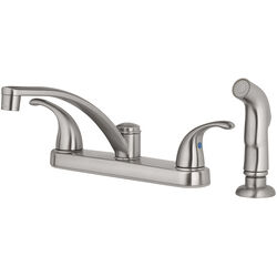 OakBrook Coastal Two Handle Brushed Nickel Kitchen Faucet Side Sprayer Included