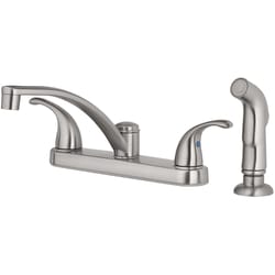 OakBrook Coastal Two Handle Brushed Nickel Kitchen Faucet Side Sprayer Included