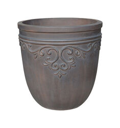 Southern Patio GRC 14-1/2 in. H X 14 in. W Cement Round Midrise Planter Brown