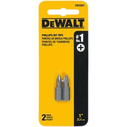 DeWalt Phillips #1 in. S X 1 in. L Screwdriver Bit Heat-Treated Steel 2 pc