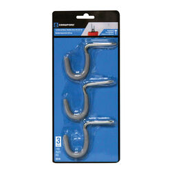 Crawford 2.66 in. L Vinyl Coated Gray Steel Medium Duty Storage Hook 20 lb. cap. 3 pk