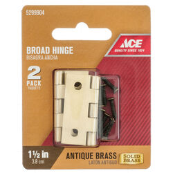 Ace 2.75 in. W X 1-1/2 in. L Antique Brass Brass Broad Hinge 2 pk