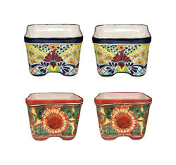 Avera Products Talavera 6 in. H X 8 in. W X 8 in. D Ceramic Talavera Planter Set Multicolored