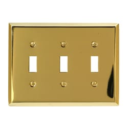 Amerelle Century Polished Brass Brass 3 gang Stamped Steel Toggle Wall Plate 1 pk