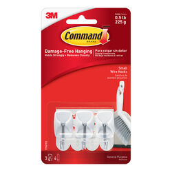 3M Command Small Plastic Wire Hooks 1-5/8 in. L 3 pk