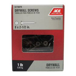 Ace No. 8 S X 2-1/2 in. L Phillips Drywall Screws 1 lb 114 pk