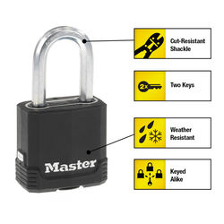 Master Lock 1-7/8 in. H X 1-3/16 in. W X 1-3/4 in. L Laminated Steel Dual Ball Bearing Locking