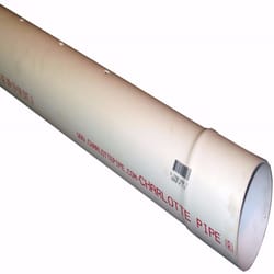 Charlotte Pipe PVC Perforated Sewer and Drain Pipe 4 in. D X 10 ft. L Bell