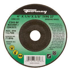 Forney 4 in. D X 1/4 in. thick T X 5/8 in. S Masonry Grinding Wheel 1 pc