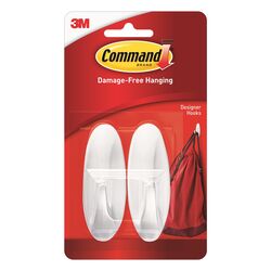 3M Command Medium Plastic Designer Hooks 3-1/8 in. L 2 pk