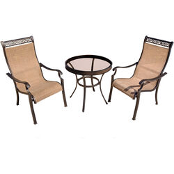 Hanover 3 pc Brown Aluminum Bistro Set