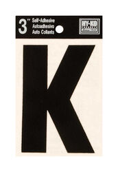 Hy-Ko 3 in. Black Vinyl Self-Adhesive Letter K 1 pc