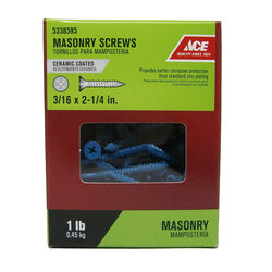 Ace 3/16 in. S X 2-1/4 in. L Phillips Flat Head Masonry Screws 1 lb 80 pk