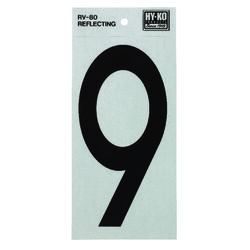 Hy-Ko 6 in. Reflective Black Vinyl Self-Adhesive Number 9 1 pc