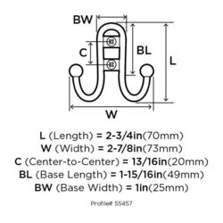 Amerock 2-3/4 in. L Bronze Zinc Small Double Prong Hook 1 pk