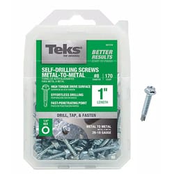Teks No. 8 S X 1 in. L Slotted Hex Head Self-Tapping Screws 170 pk