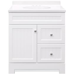 Continental Cabinets Single Satin White Vanity Combo 30 in. W X 18 in. D X 33-1/2 in. H