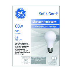 GE Saf-T-Gard 60 W A19 A-Line Incandescent Bulb E26 (Medium) Soft White 2 pk