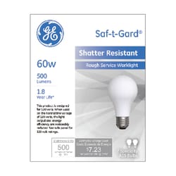 GE Saf-T-Gard 60 W A19 A-Line Incandescent Bulb E26 (Medium) Soft White 2 pk