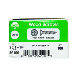 Hillman No. 9 S X 1-1/4 in. L Phillips Zinc-Plated Wood Screws 100 pk