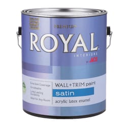 Ace Royal Satin High Hiding White Interior Latex Wall+Trim Paint Interior 1 gal