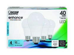 Feit Electric acre Enhance A19 E26 (Medium) LED Bulb Daylight 40 watt Watt Equivalence 4 pk